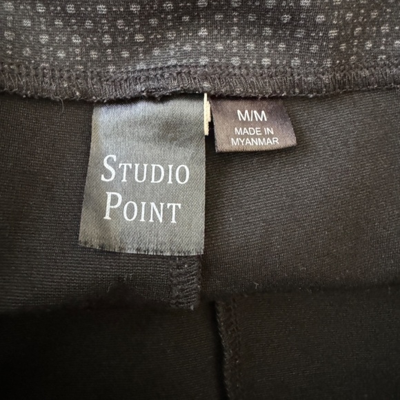 Studio Point Women's Black Allover Dot Pattern Legging Dress Pants Size Medium - Picture 6 of 13